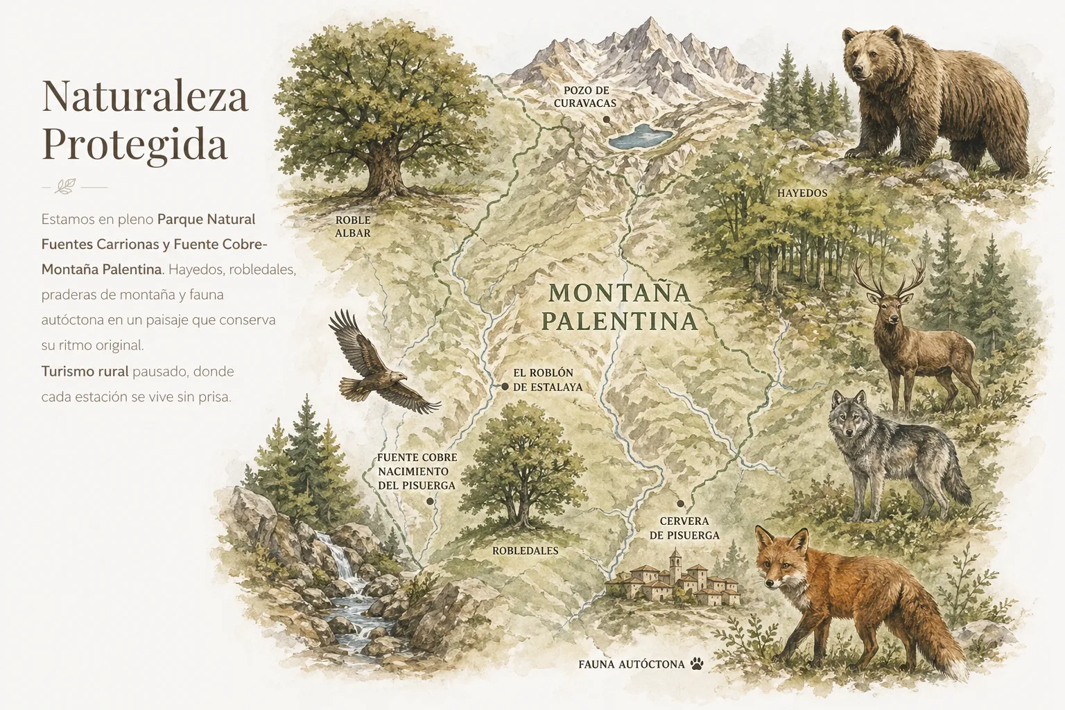 Paisaje de naturaleza protegida en el Parque Natural de la Montaña Palentina