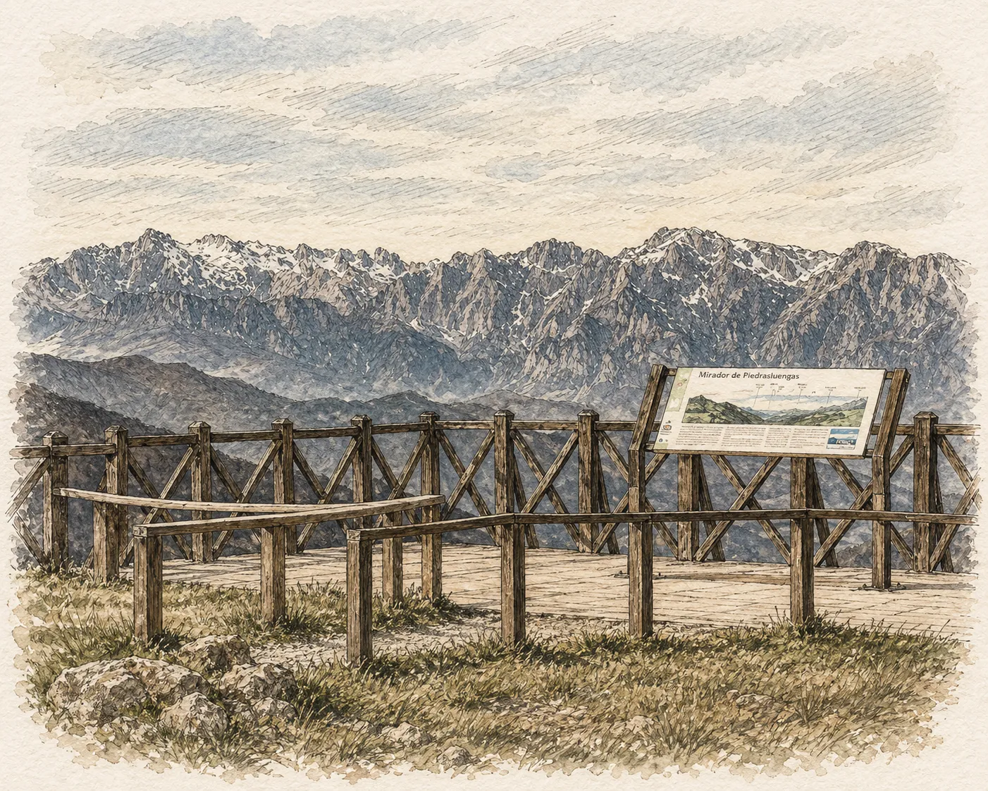 Vista desde el Mirador de Piedrasluengas hacia los Picos de Europa